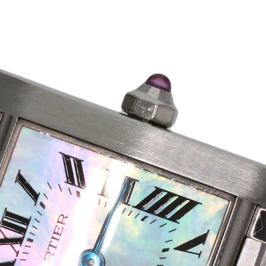 CARTIER Watches Quartz W51028Q3 Stainless Steel , Stainless Steel Silver Tank francaise SM Pink shell dial Women Used Authentic