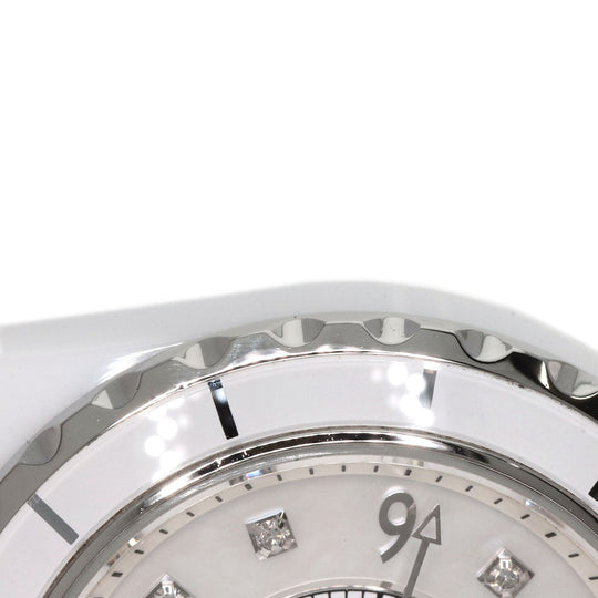 CHANEL Watches Quartz H2570 Ceramic, Ceramic Silver J12 1.1" Shell 8P Diamond White shell dial Women Used Authentic