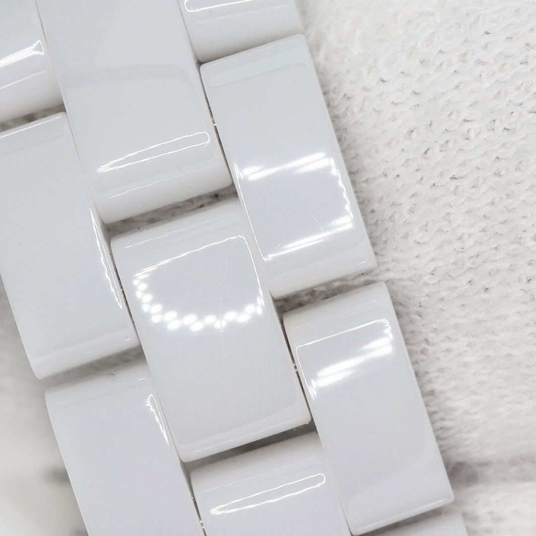 CHANEL Watches Quartz H2570 Ceramic, Ceramic Silver J12 1.1" Shell 8P Diamond White shell dial Women Used Authentic