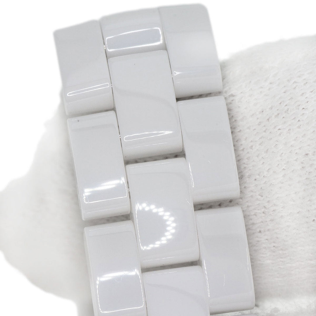 CHANEL Watches Quartz H2570 Ceramic, Ceramic Silver J12 1.1" Shell 8P Diamond White shell dial Women Used Authentic