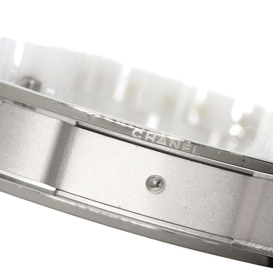 CHANEL Watches Quartz H2570 Ceramic, Ceramic Silver J12 1.1" Shell 8P Diamond White shell dial Women Used Authentic