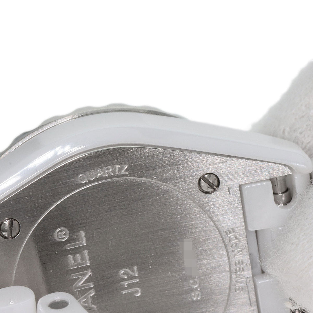 CHANEL Watches Quartz H2570 Ceramic, Ceramic Silver J12 1.1" Shell 8P Diamond White shell dial Women Used Authentic