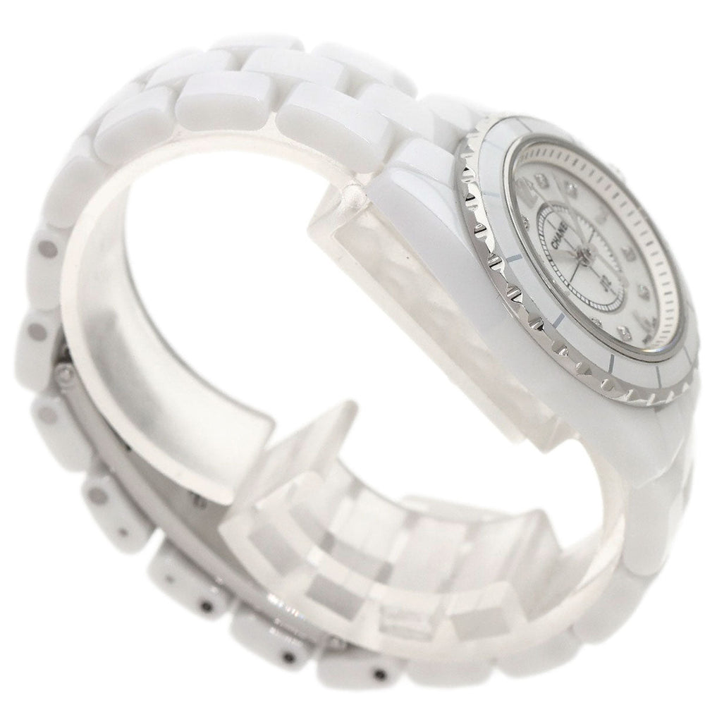 CHANEL Watches Quartz H2570 Ceramic, Ceramic Silver J12 1.1" Shell 8P Diamond White shell dial Women Used Authentic