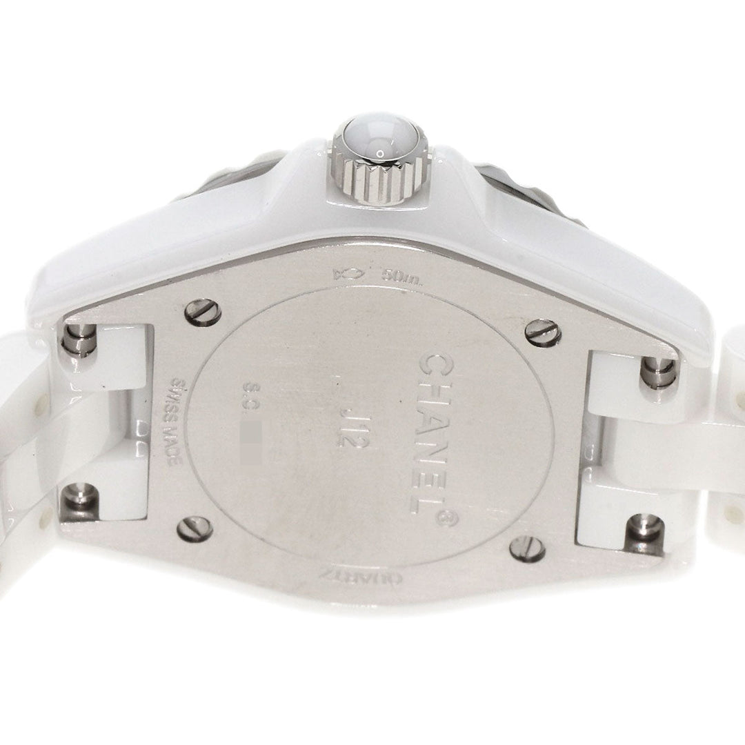 CHANEL Watches Quartz H2570 Ceramic, Ceramic Silver J12 1.1" Shell 8P Diamond White shell dial Women Used Authentic