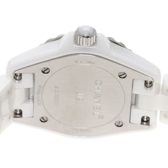 CHANEL Watches Quartz H2570 Ceramic, Ceramic Silver J12 1.1" Shell 8P Diamond White shell dial Women Used Authentic