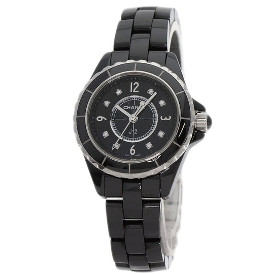 CHANEL Watches Quartz H2569 Ceramic, Ceramic black J12 1.1" 8P Diamond black dial Women Used Authentic