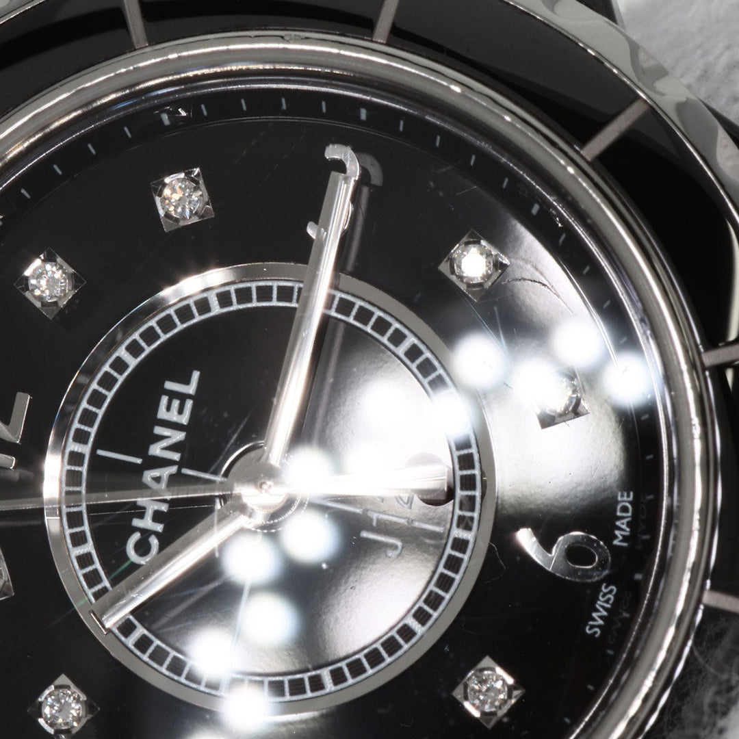CHANEL Watches Quartz H2569 Ceramic, Ceramic black J12 1.1" 8P Diamond black dial Women Used Authentic