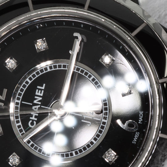 CHANEL Watches Quartz H2569 Ceramic, Ceramic black J12 1.1" 8P Diamond black dial Women Used Authentic