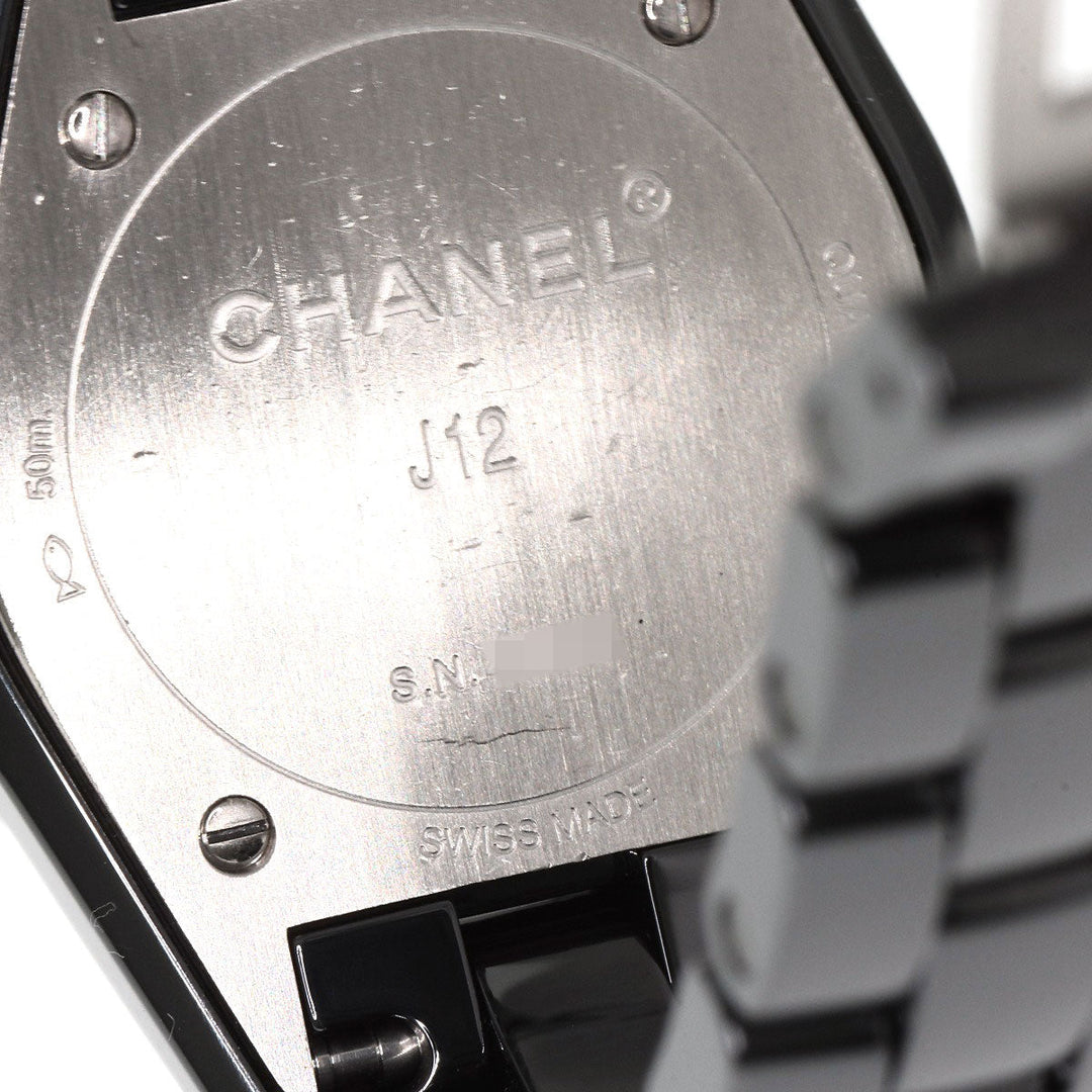 CHANEL Watches Quartz H2569 Ceramic, Ceramic black J12 1.1" 8P Diamond black dial Women Used Authentic