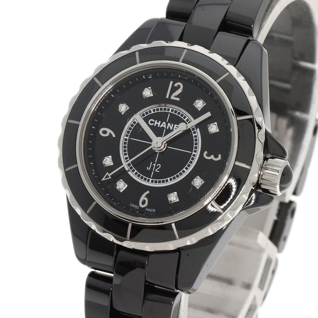 CHANEL Watches Quartz H2569 Ceramic, Ceramic black J12 1.1" 8P Diamond black dial Women Used Authentic