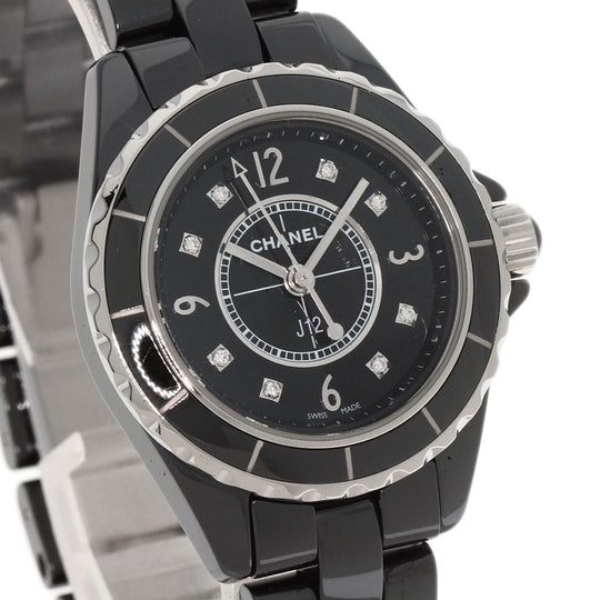 CHANEL Watches Quartz H2569 Ceramic, Ceramic black J12 1.1" 8P Diamond black dial Women Used Authentic