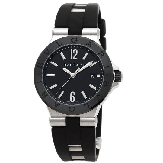 BVLGARI Watches Mechanical Automatic DG42SC Stainless Steel, Rubber, Ceramic Silver Diagono ceramic black dial mens Used Authentic
