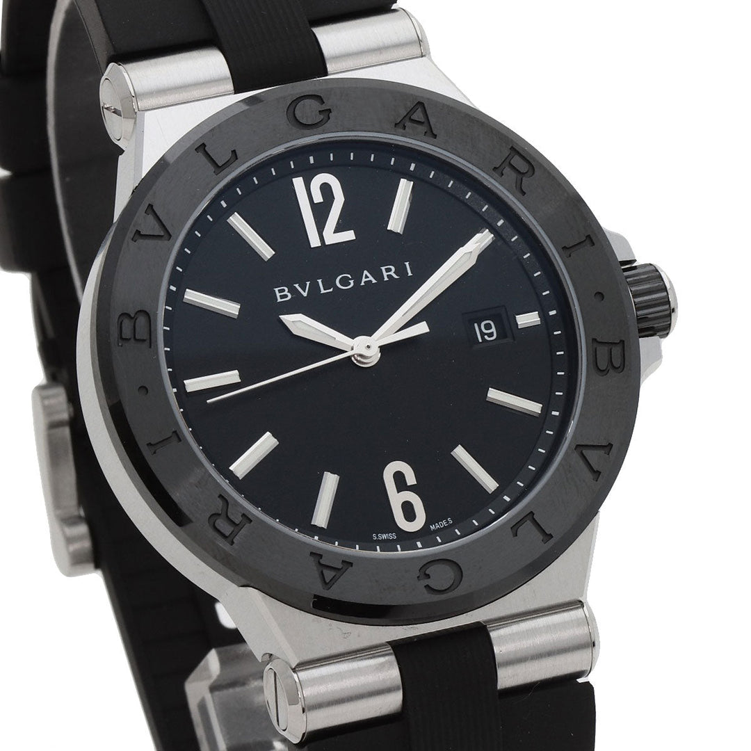 BVLGARI Watches Mechanical Automatic DG42SC Stainless Steel, Rubber, Ceramic Silver Diagono ceramic black dial mens Used Authentic