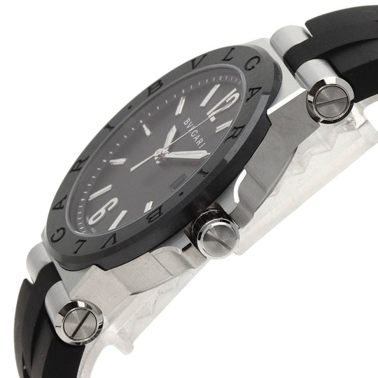 BVLGARI Watches Mechanical Automatic DG42SC Stainless Steel, Rubber, Ceramic Silver Diagono ceramic black dial mens Used Authentic