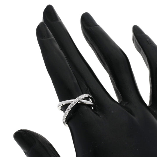 MIKIMOTO Ring K18WG Silver diamond Women Used Authentic