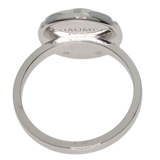 Chaumet Ring K18WG Silver Class One Cruise Diamond Moonstone #52 Women Used Authentic