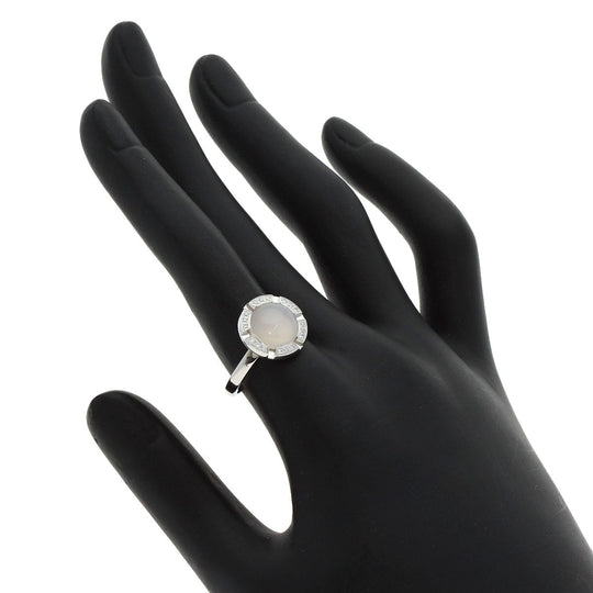 Chaumet Ring K18WG Silver Class One Cruise Diamond Moonstone #52 Women Used Authentic