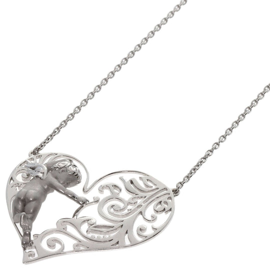 Carrera y Carrera Necklace K18WG Silver Angel heart Women Used Authentic