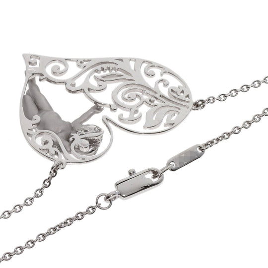 Carrera y Carrera Necklace K18WG Silver Angel heart Women Used Authentic