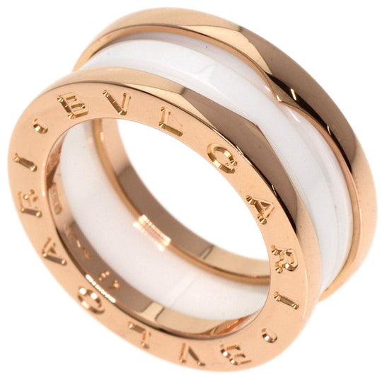 BVLGARI Ring 18K Pink Gold gold B-zero1 B-zero One 2-band White Ceramic #49 Women Used Authentic