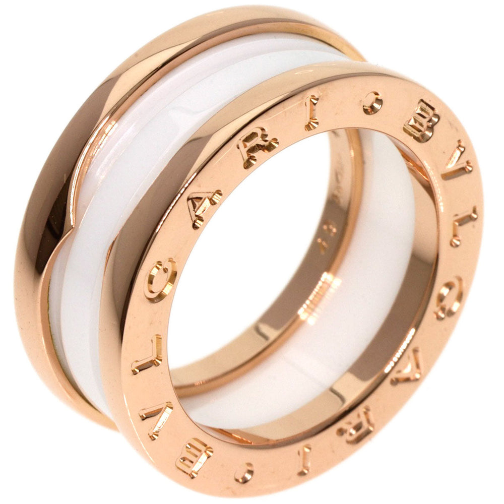 BVLGARI Ring 18K Pink Gold gold B-zero1 B-zero One 2-band White Ceramic #49 Women Used Authentic