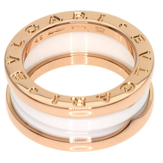 BVLGARI Ring 18K Pink Gold gold B-zero1 B-zero One 2-band White Ceramic #49 Women Used Authentic