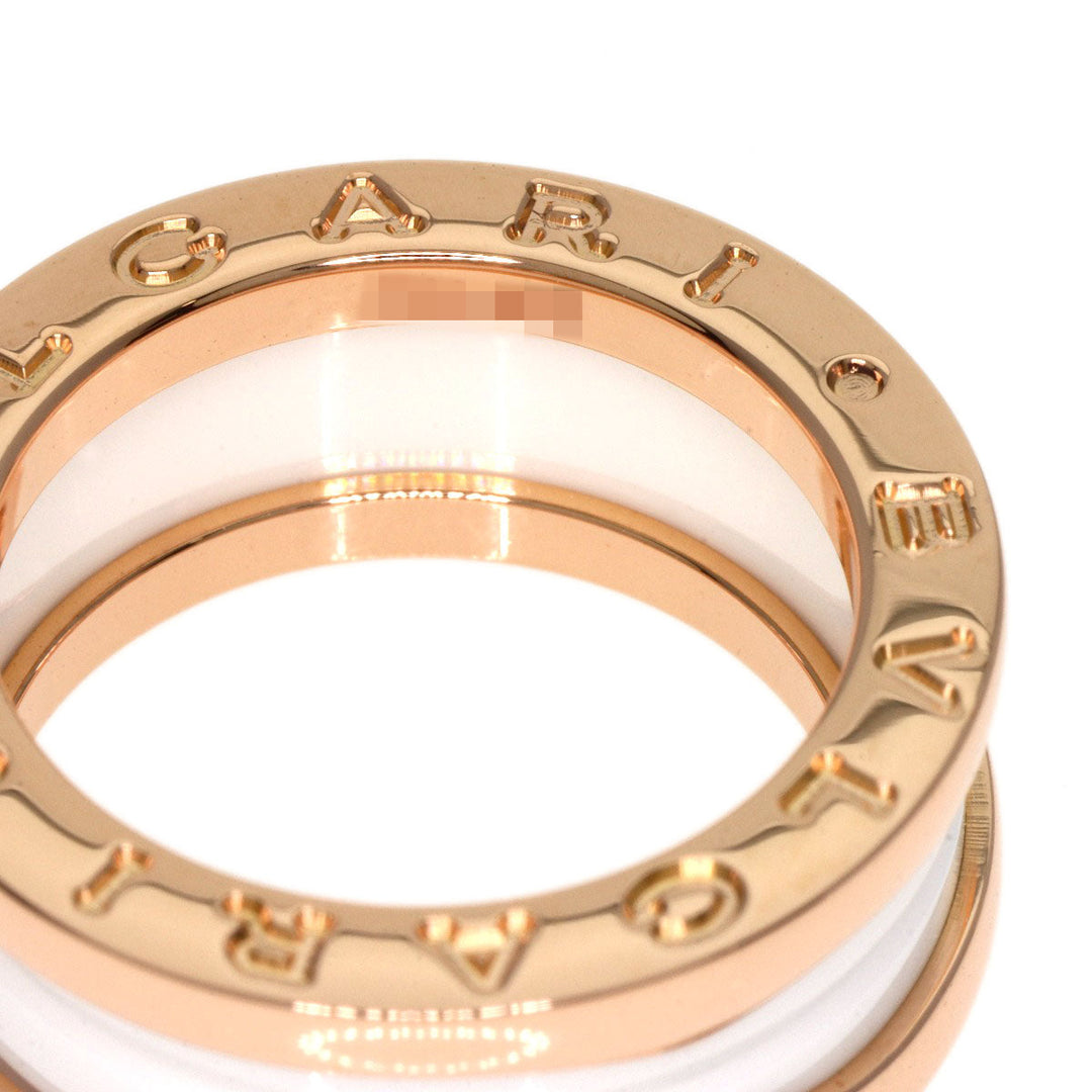BVLGARI Ring 18K Pink Gold gold B-zero1 B-zero One 2-band White Ceramic #49 Women Used Authentic