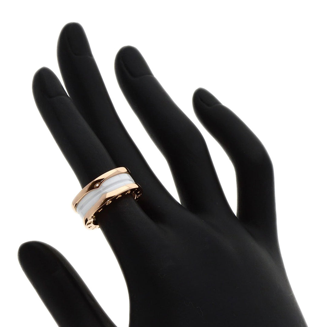 BVLGARI Ring 18K Pink Gold gold B-zero1 B-zero One 2-band White Ceramic #49 Women Used Authentic
