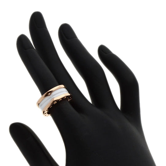 BVLGARI Ring 18K Pink Gold gold B-zero1 B-zero One 2-band White Ceramic #49 Women Used Authentic
