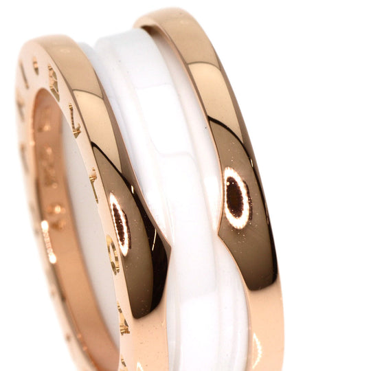 BVLGARI Ring 18K Pink Gold gold B-zero1 B-zero One 2-band White Ceramic #49 Women Used Authentic