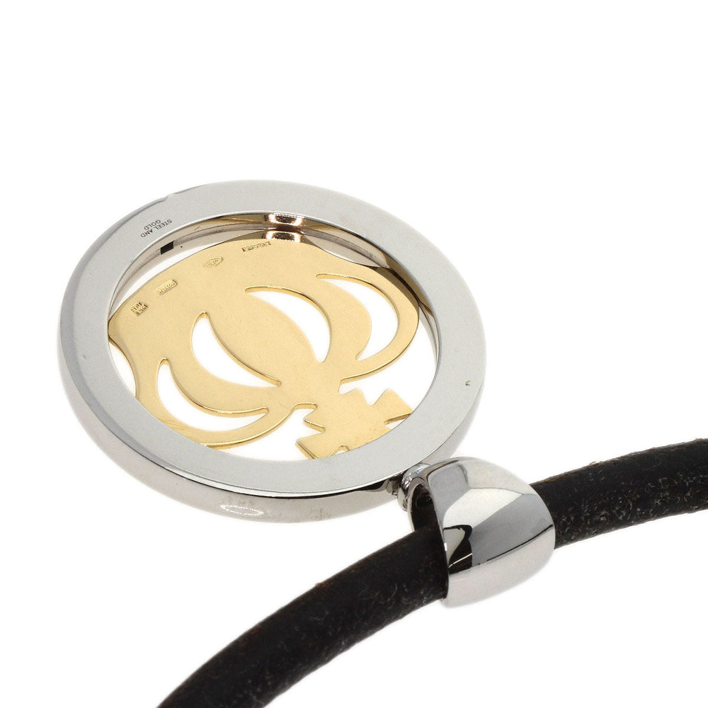 BVLGARI Necklace K18YG , Stainless Steel gold Tond crown Women Used Authentic