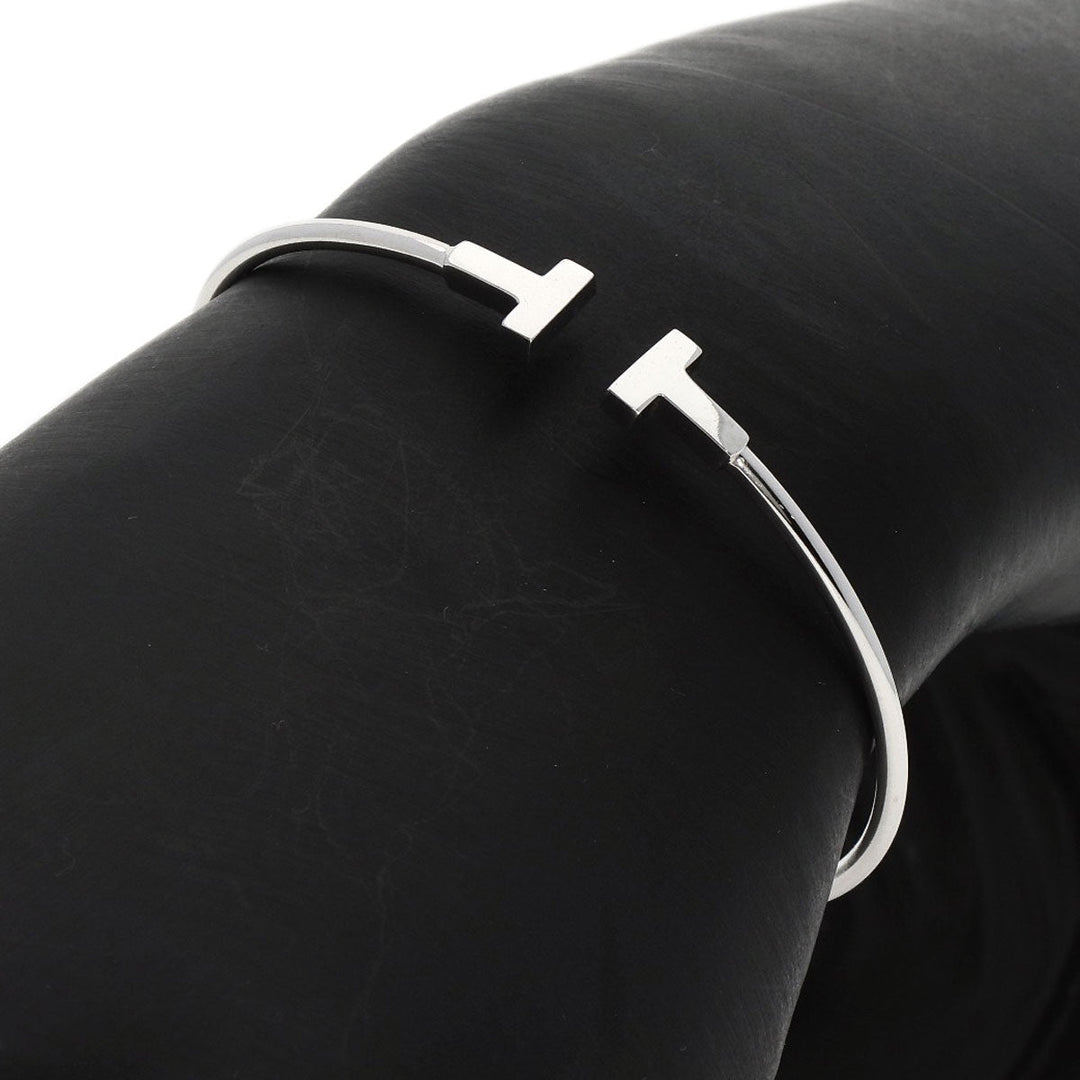 TIFFANY&Co. bracelet K18WG Silver T wire Women Used Authentic