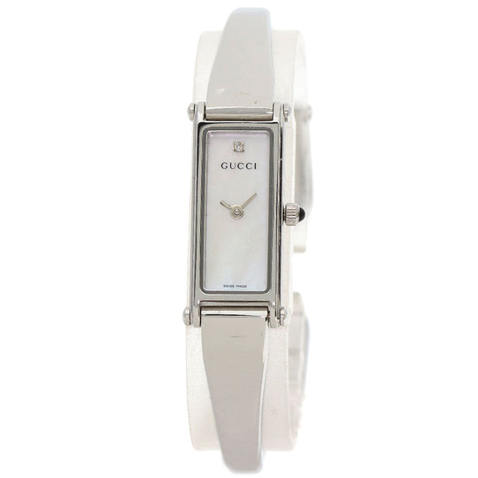 GUCCI Watches Quartz 1500L Stainless Steel , Stainless Steel Silver Square face White shell dial Women Used Authentic