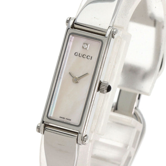 GUCCI Watches Quartz 1500L Stainless Steel , Stainless Steel Silver Square face White shell dial Women Used Authentic