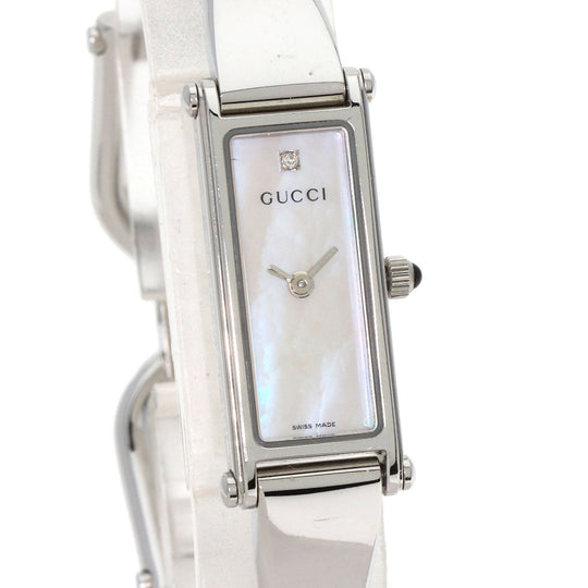 GUCCI Watches Quartz 1500L Stainless Steel , Stainless Steel Silver Square face White shell dial Women Used Authentic