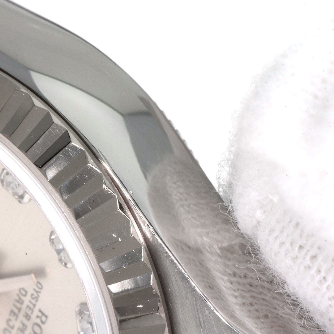 ROLEX Watches Mechanical Automatic 69174G Stainless Steel , Stainless Steel , K18WG Silver Datejust 10P Diamond Silver dial Women Used Authentic
