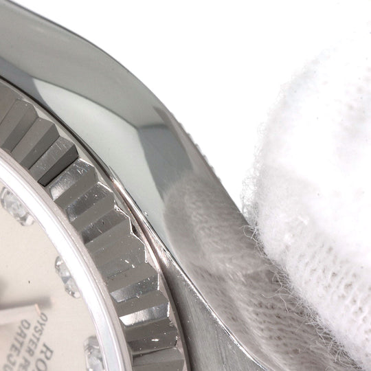 ROLEX Watches Mechanical Automatic 69174G Stainless Steel , Stainless Steel , K18WG Silver Datejust 10P Diamond Silver dial Women Used Authentic