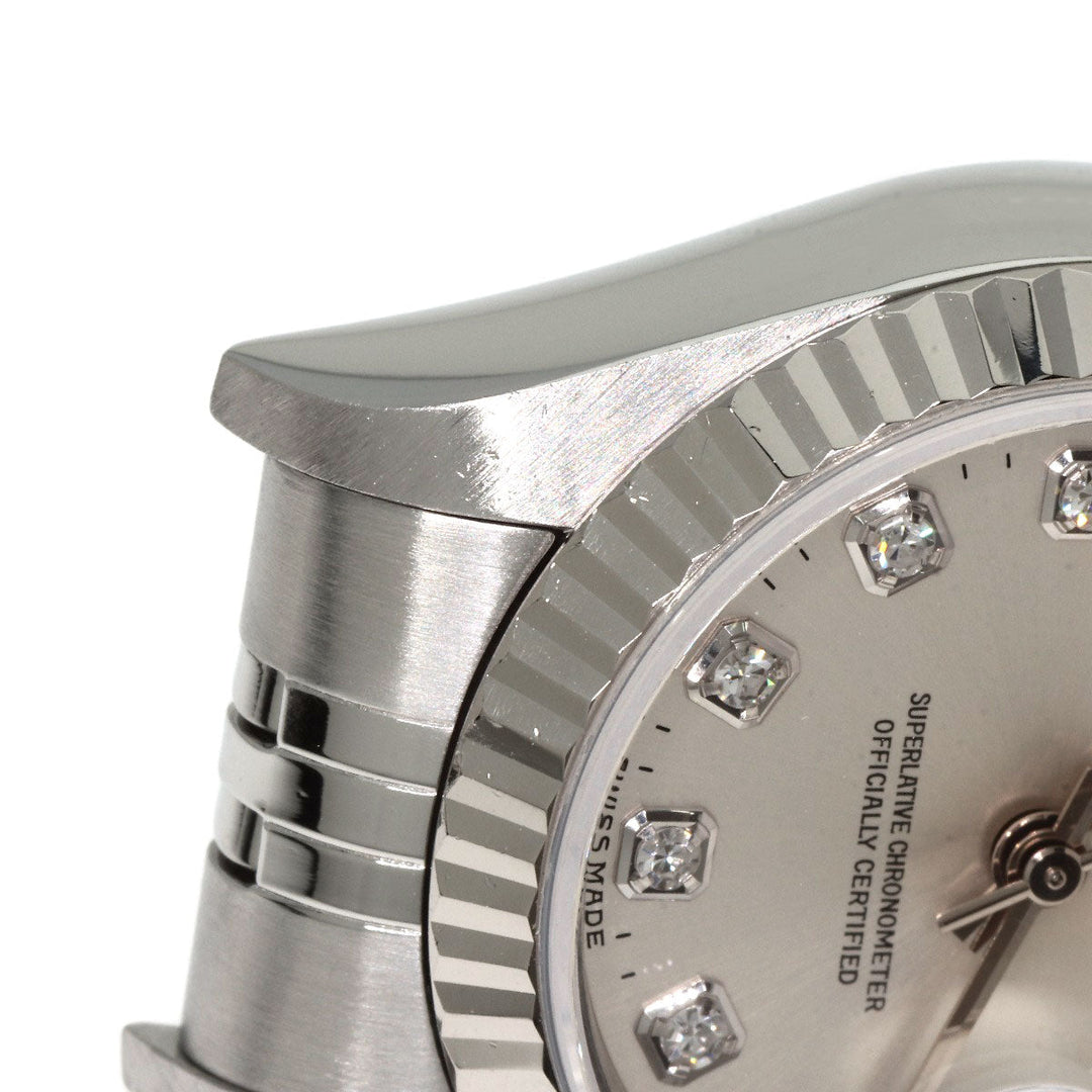 ROLEX Watches Mechanical Automatic 69174G Stainless Steel , Stainless Steel , K18WG Silver Datejust 10P Diamond Silver dial Women Used Authentic