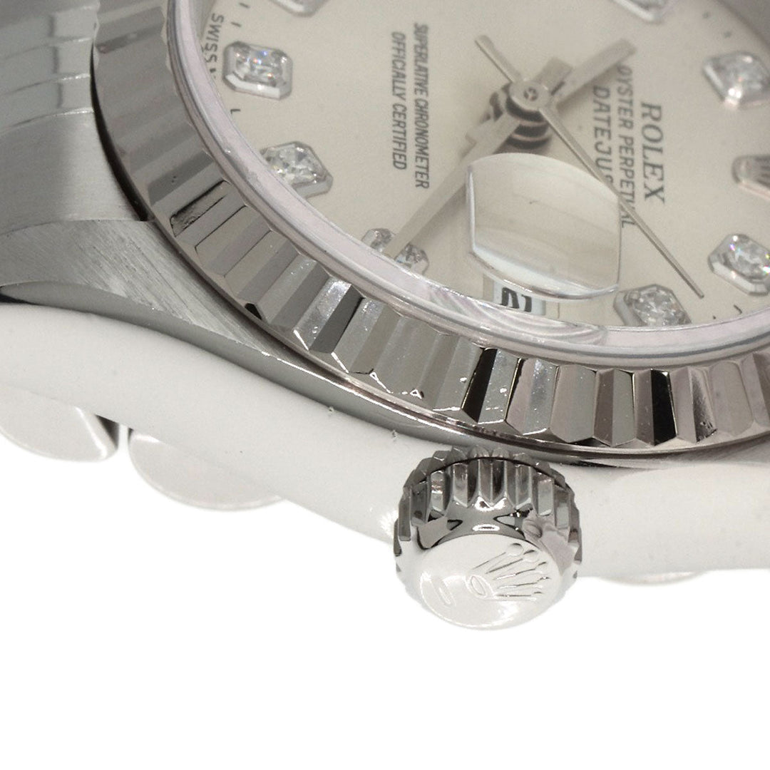 ROLEX Watches Mechanical Automatic 69174G Stainless Steel , Stainless Steel , K18WG Silver Datejust 10P Diamond Silver dial Women Used Authentic