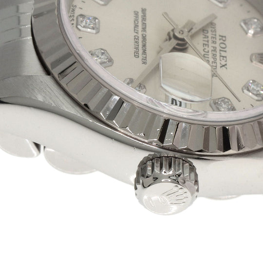 ROLEX Watches Mechanical Automatic 69174G Stainless Steel , Stainless Steel , K18WG Silver Datejust 10P Diamond Silver dial Women Used Authentic