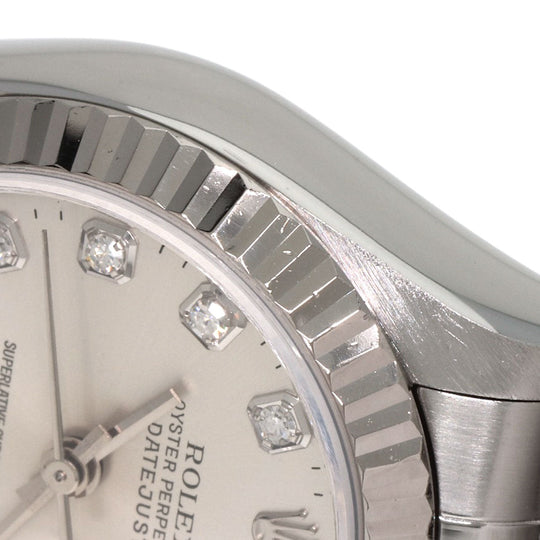ROLEX Watches Mechanical Automatic 69174G Stainless Steel , Stainless Steel , K18WG Silver Datejust 10P Diamond Silver dial Women Used Authentic
