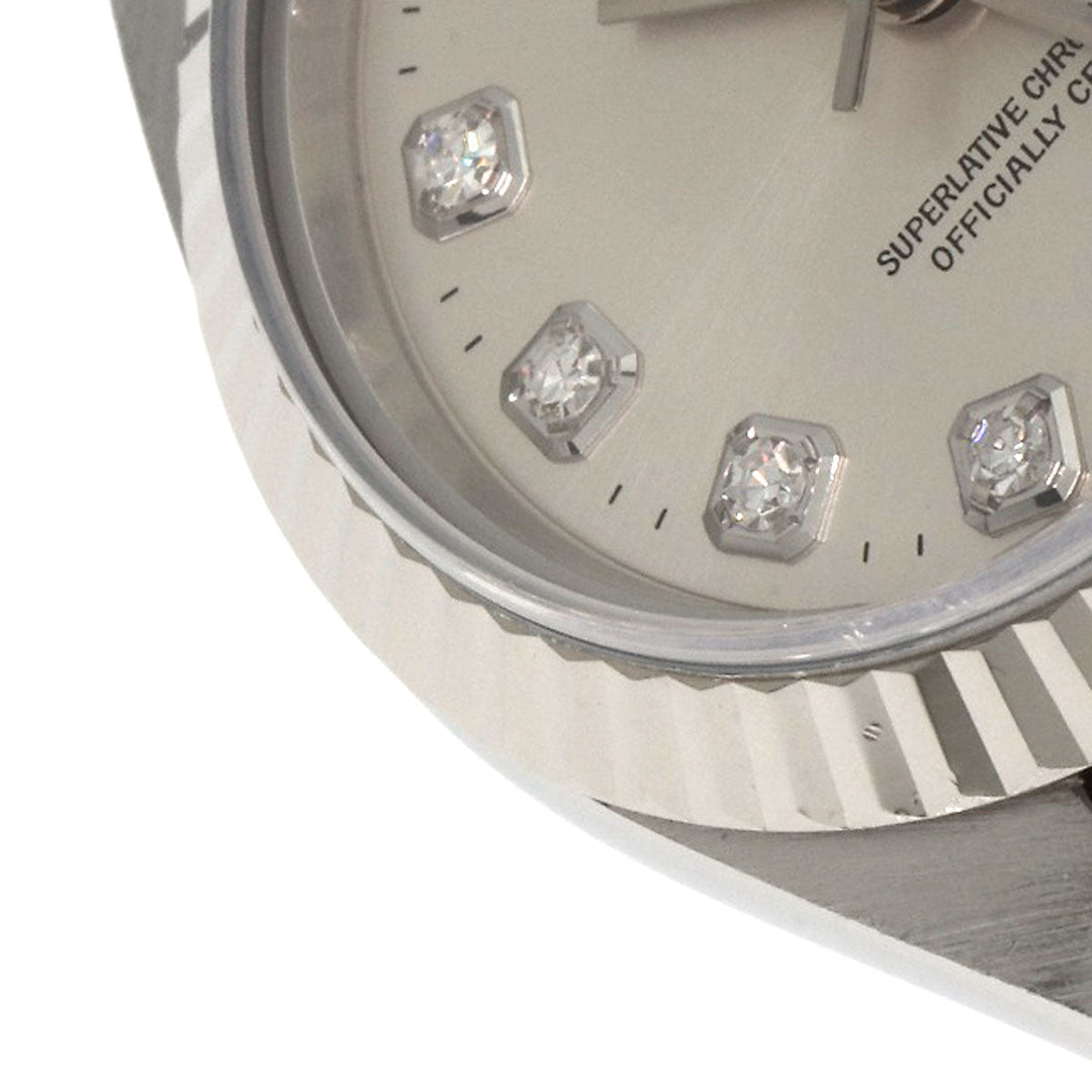 ROLEX Watches Mechanical Automatic 69174G Stainless Steel , Stainless Steel , K18WG Silver Datejust 10P Diamond Silver dial Women Used Authentic