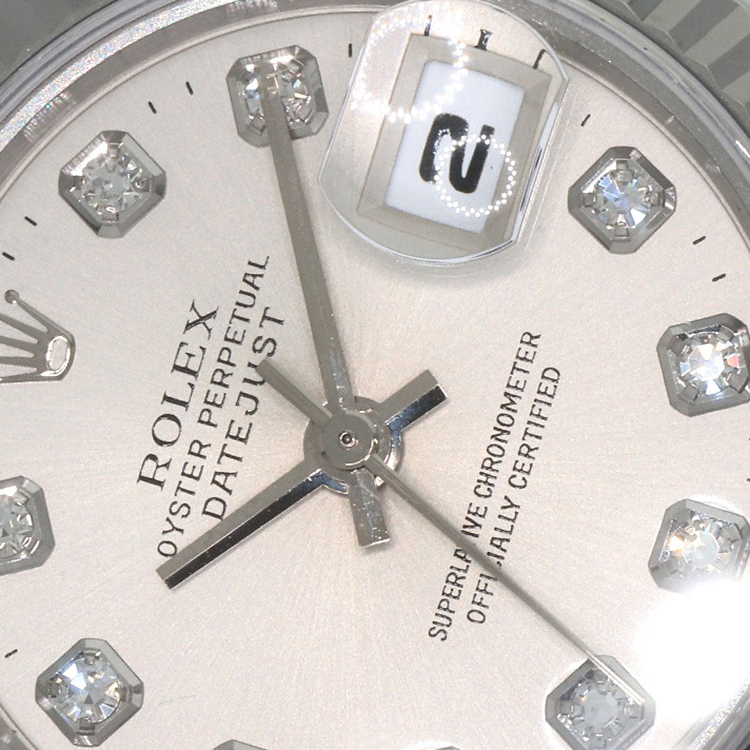 ROLEX Watches Mechanical Automatic 69174G Stainless Steel , Stainless Steel , K18WG Silver Datejust 10P Diamond Silver dial Women Used Authentic