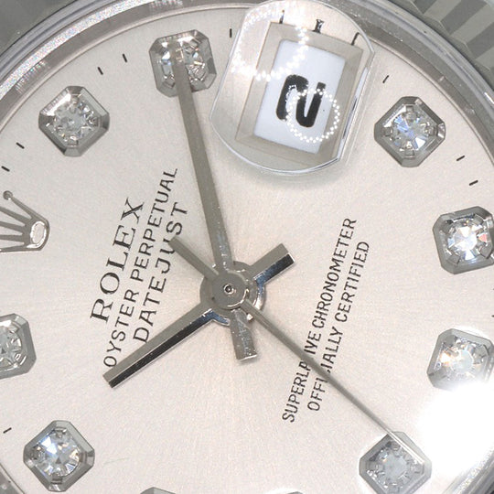 ROLEX Watches Mechanical Automatic 69174G Stainless Steel , Stainless Steel , K18WG Silver Datejust 10P Diamond Silver dial Women Used Authentic