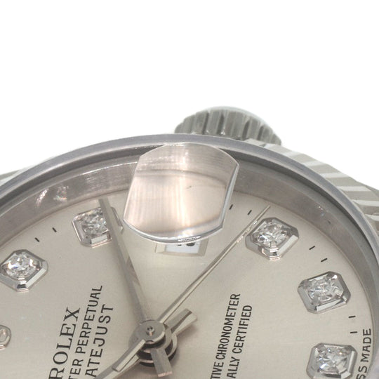 ROLEX Watches Mechanical Automatic 69174G Stainless Steel , Stainless Steel , K18WG Silver Datejust 10P Diamond Silver dial Women Used Authentic