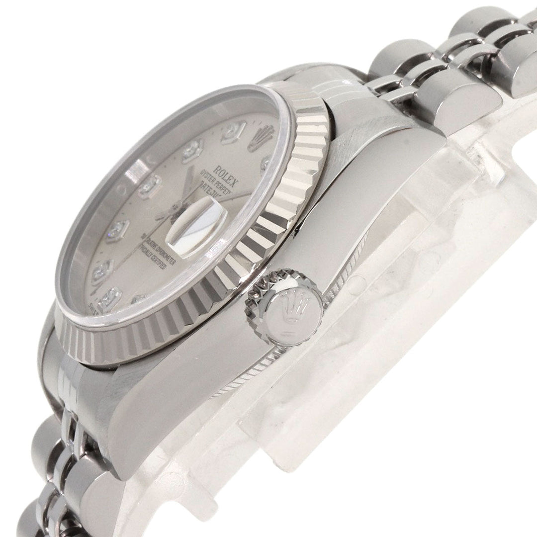 ROLEX Watches Mechanical Automatic 69174G Stainless Steel , Stainless Steel , K18WG Silver Datejust 10P Diamond Silver dial Women Used Authentic