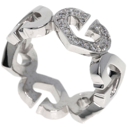 CARTIER Ring K18WG Silver C Heart Diamond #47