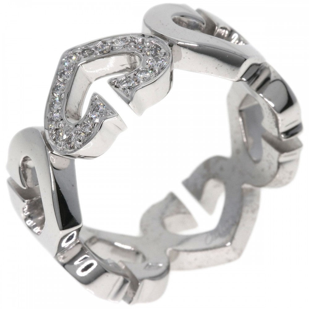 CARTIER Ring K18WG Silver C Heart Diamond #47