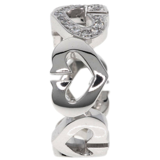 CARTIER Ring K18WG Silver C Heart Diamond #47