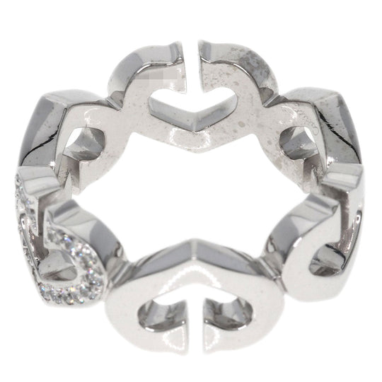 CARTIER Ring K18WG Silver C Heart Diamond #47